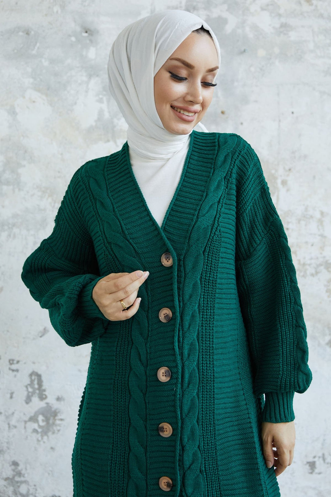 MDS Women Evia Buttoned Knit Cardigan - Emerald Green - Bologna
