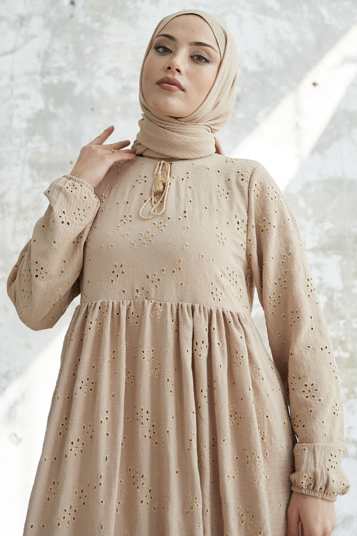 MDS Women Tasseled Embroidered Dress - Beige - Ioánnina