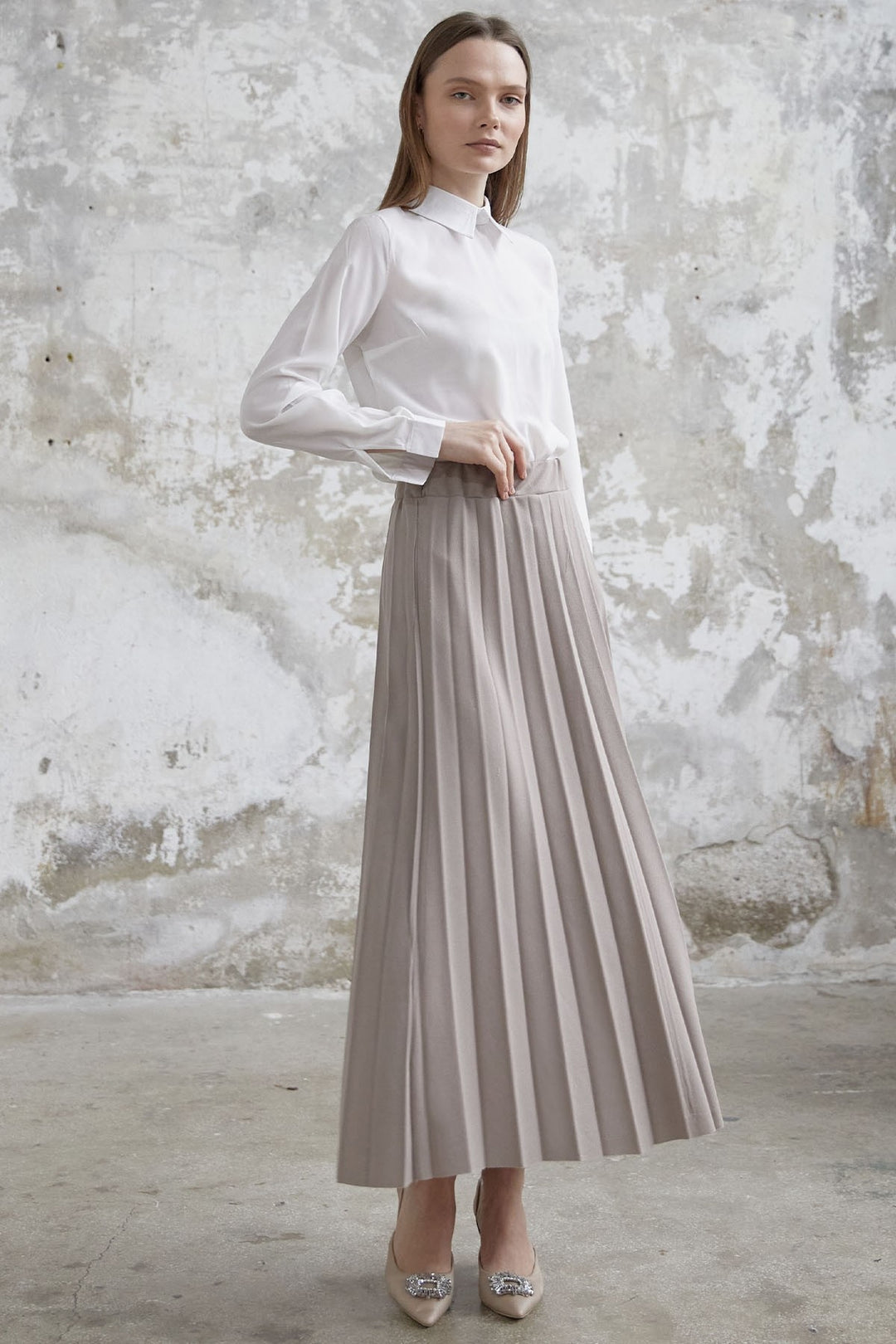 MDS Women Luisa Beli Rubber-Belted Skirt - Dark Beige - La Chaux-de-Fonds