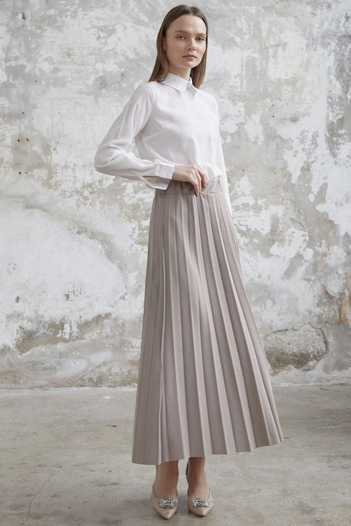 MDS Women Luisa Beli Rubber-Belted Skirt - Dark Beige - La Chaux-de-Fonds