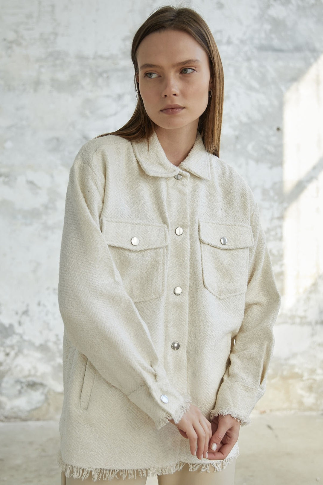 MDS Women Tassel Detail Button-Up Shirt - White - Clarksville