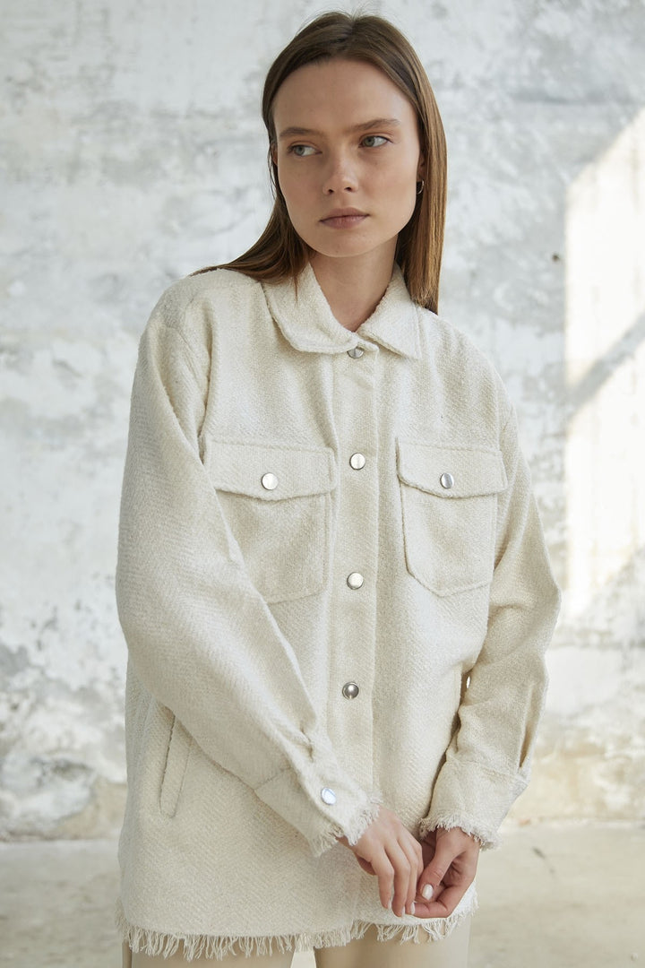 MDS Women Tassel Detail Button-Up Shirt - White - Clarksville
