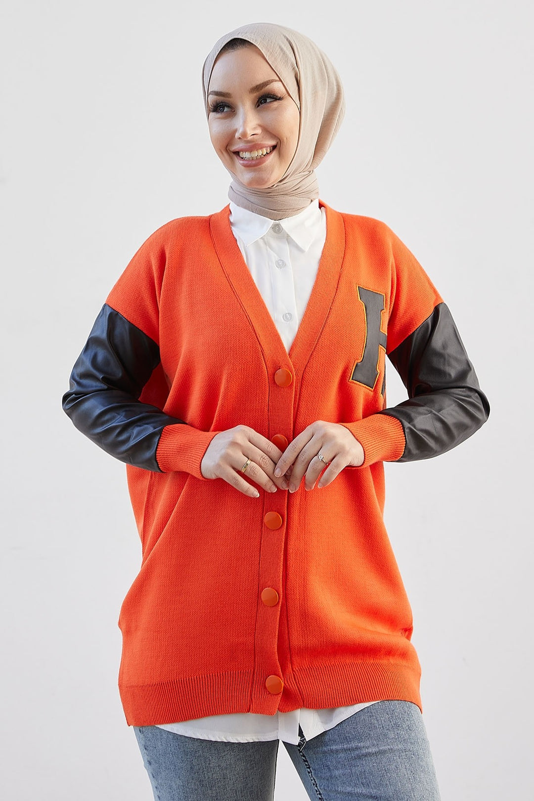 MDS Women Nivya Letter Printed Knit Cardigan - Orange - Seelze