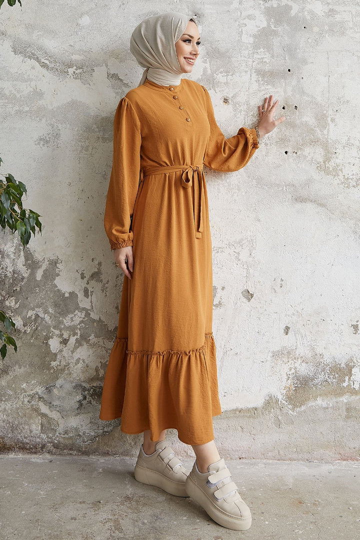 MDS Women Meyra Buttoned A-line Dress - Mustard - Mission