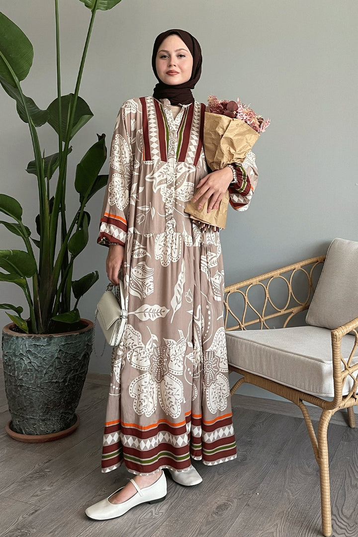 MDS Women Colorful Mixed Baggy Terracotta Viscose Dress - Châtenay-Malabry
