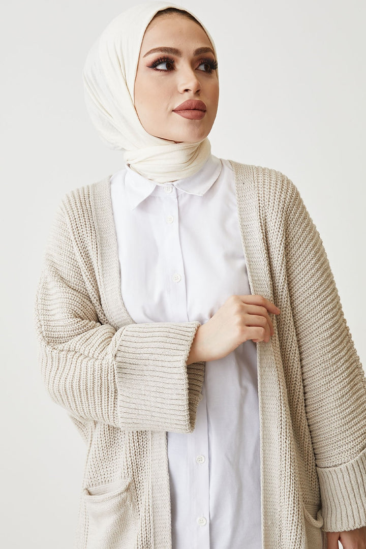 MDS Women Farah Soft Sleeve Cardigan - Beige - Rho