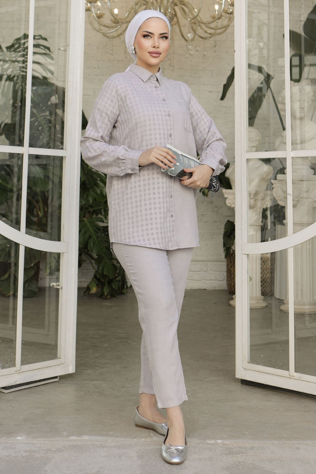 MDS Women Movra Petite Detail Shirt Set - Gray - St. Catharines