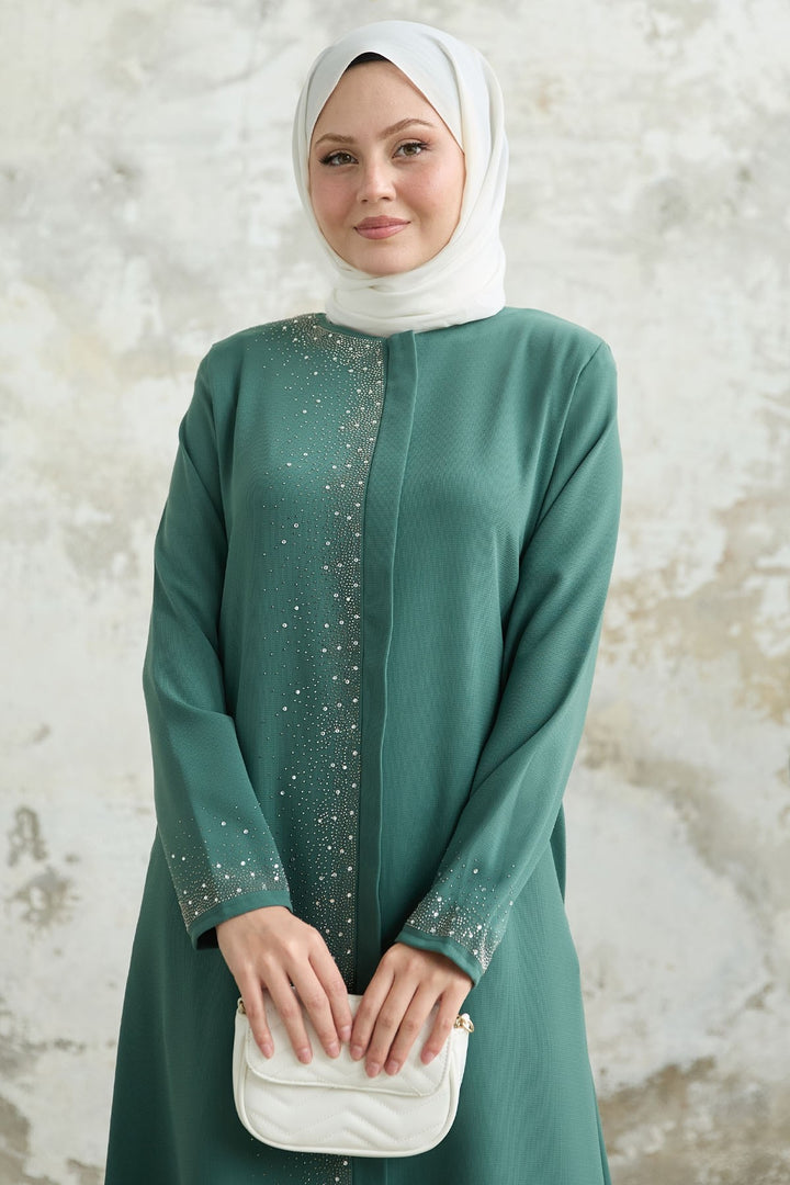 MDS Women Mint Ferace with Stone Embroidery on the Right Side - Wimbledon