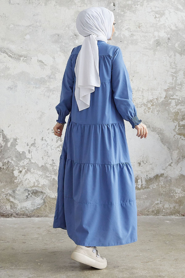 MDS Women Single Layer Detail Casual Dress - Indigo - Fresnillo