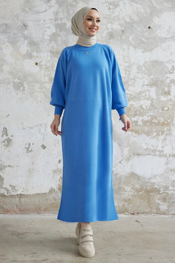 MDS Women Mina Balloon Sleeve Knit Dress - Blue - Cannes