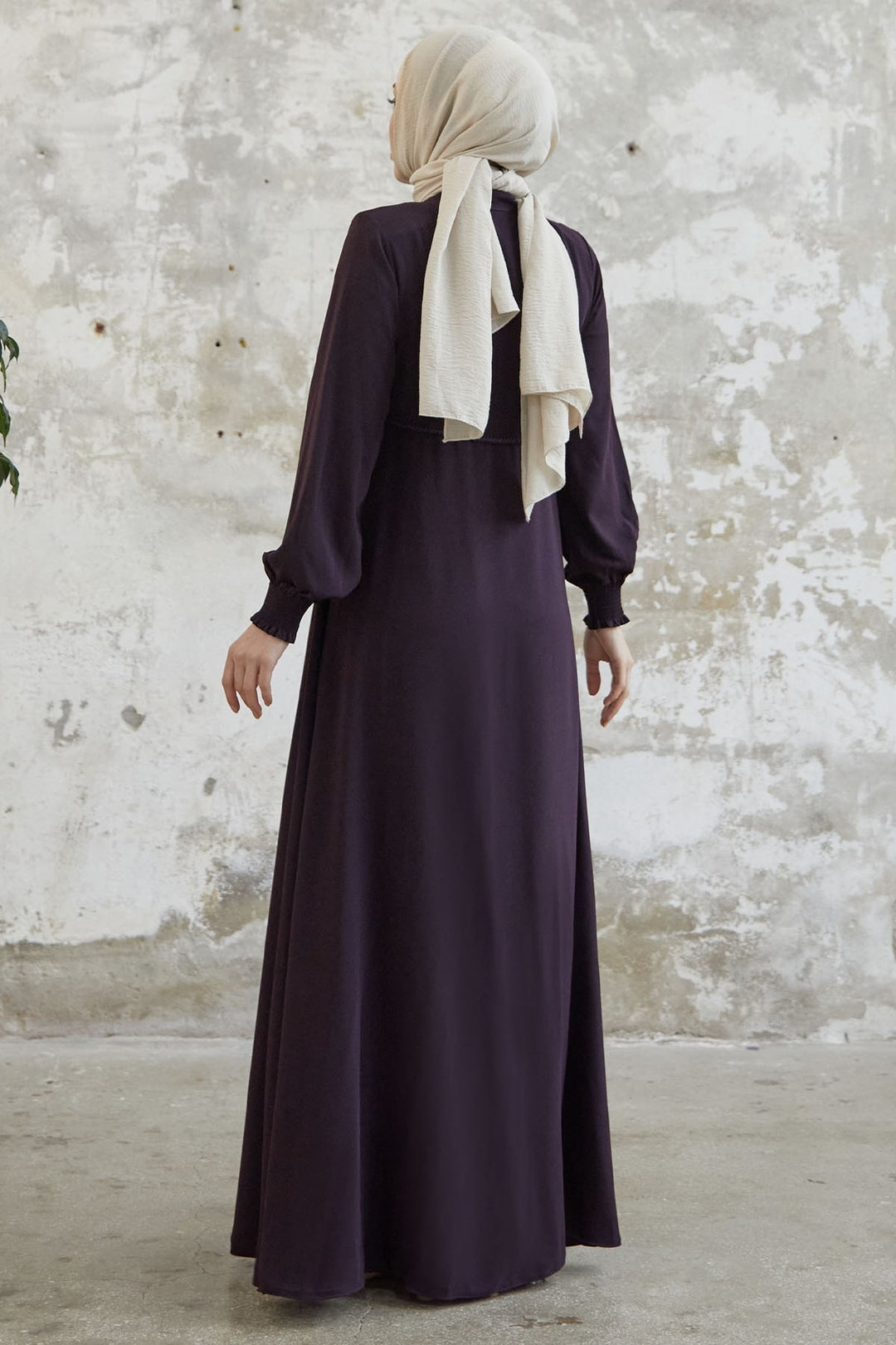 MDS Women Lace Crepe Mevlana Cloak - Purple - Mission