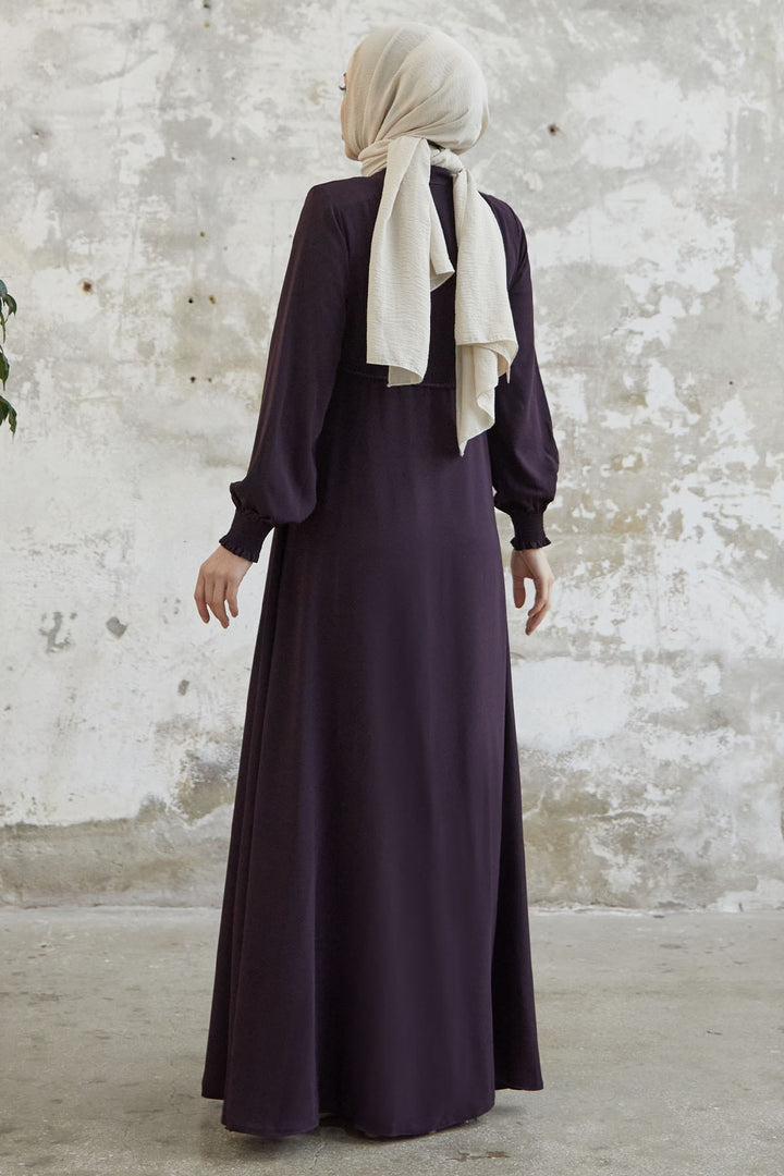 MDS Women Lace Crepe Mevlana Cloak - Purple - Mission
