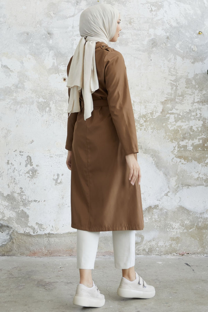 MDS Women Evelina Double Button Detail Trench Coat - Tan - Ciudad Valles