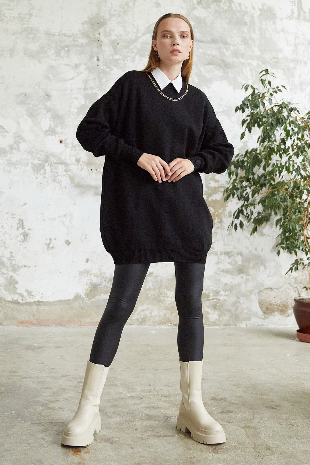 MDS Women Greenhouse Chain Detailed Knit Sweater - Black - New Braunfels