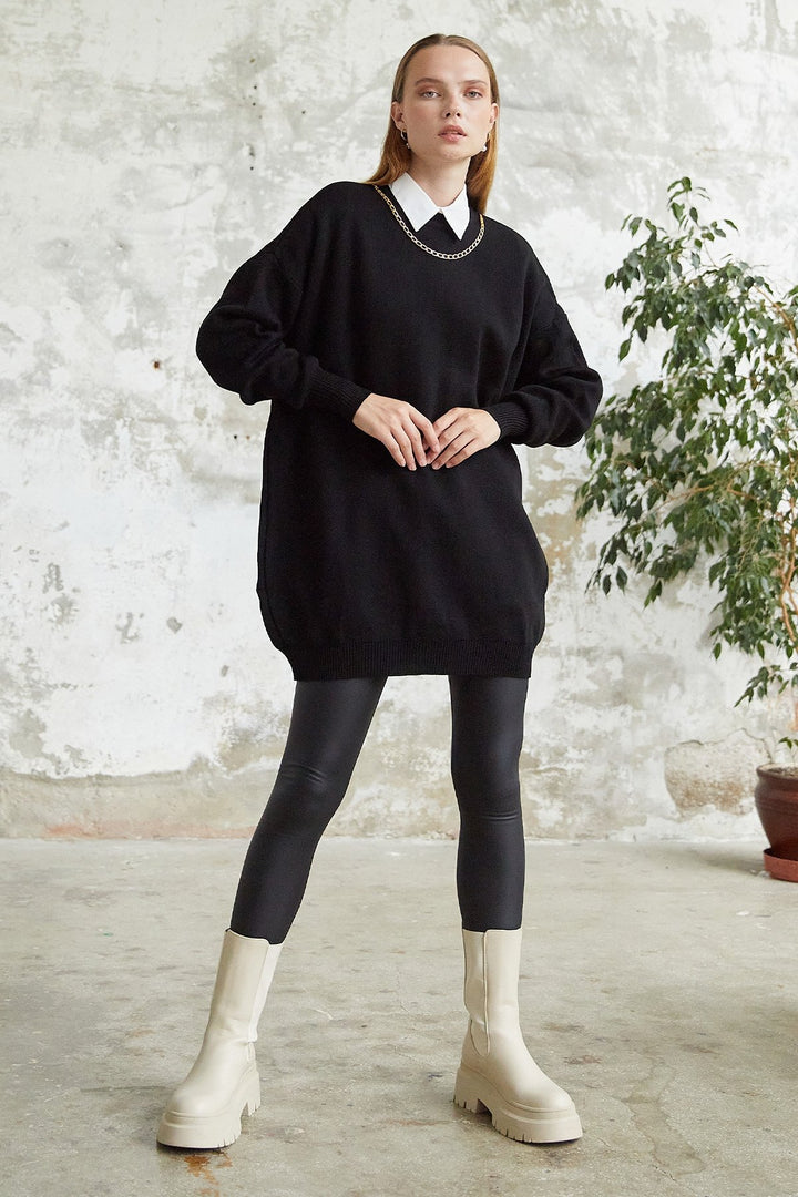 MDS Women Greenhouse Chain Detailed Knit Sweater - Black - New Braunfels