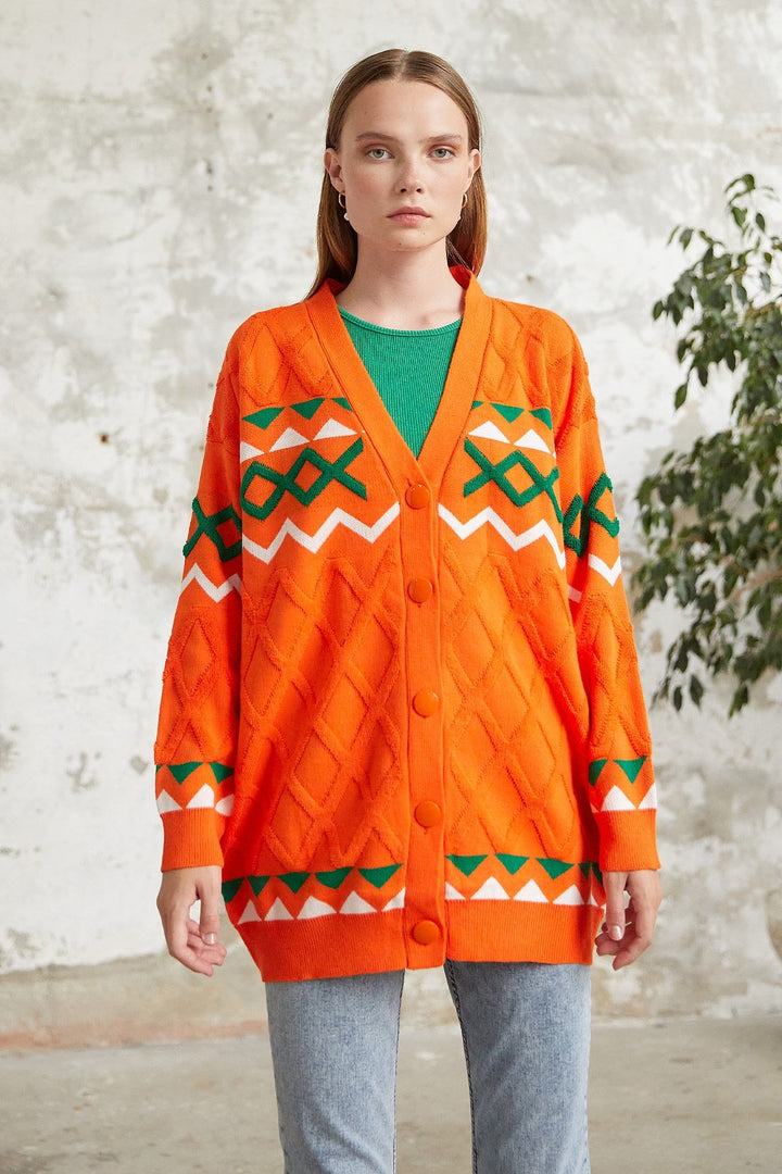 MDS Women Lady Knit Cardigan - Orange - Bila Tserkva