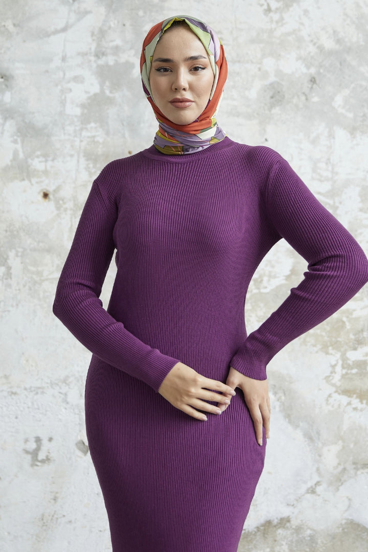 MDS Women Loyes Threaded Knit Dress - Dark Purple - Rivne