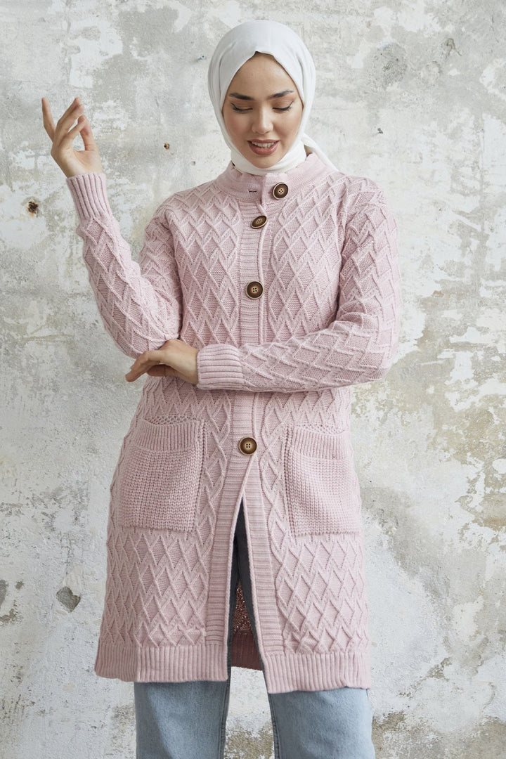 MDS Women Mosya Pocket Buttoned Knit Cardigan - Powder - Fontenay-sous-Bois