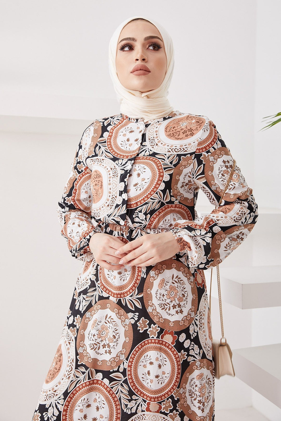 MDS Women Fruit Oval Motif Viscose Dress - Black - Birmingham