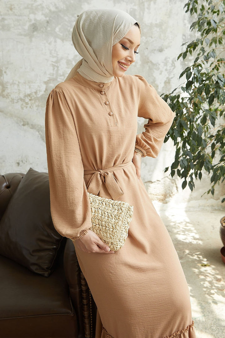 MDS Women Meyra Buttoned A-line Dress - Milky Coffee - Skelmersdale