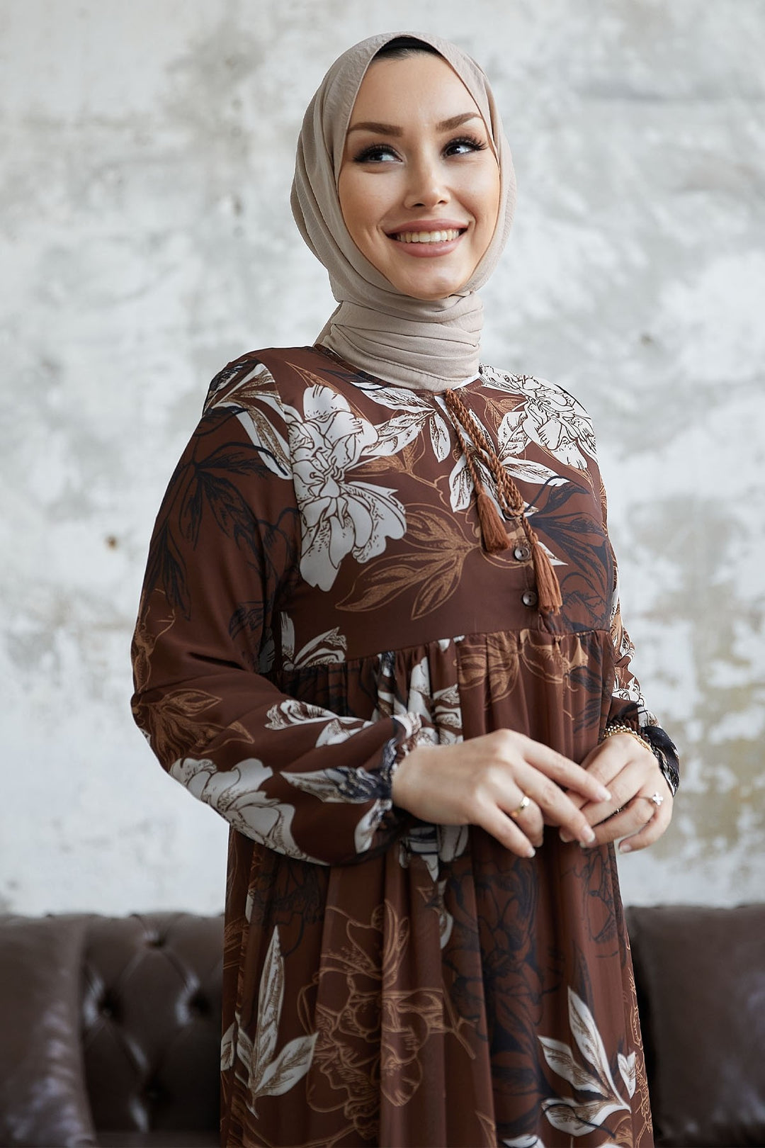 MDS Women Jalya Collar Buttoned Chiffon Dress - Brown - Córdoba
