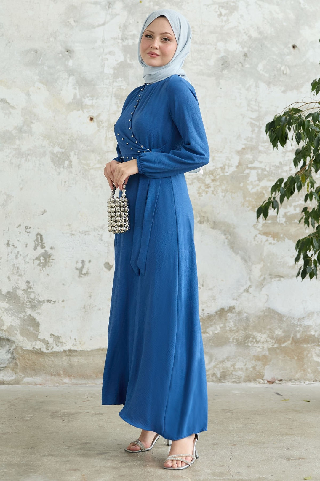 MDS Women Blue Robin Dress with Front Tie Detail - Saltillo