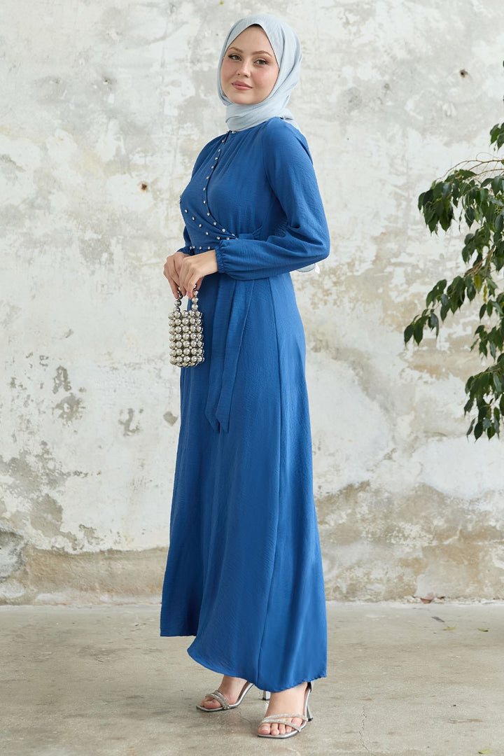 MDS Women Blue Robin Dress with Front Tie Detail - Saltillo