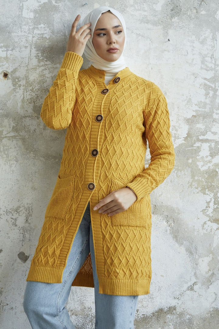 MDS Women Mosya Pocket Buttoned Knit Cardigan - Yellow - Oeiras