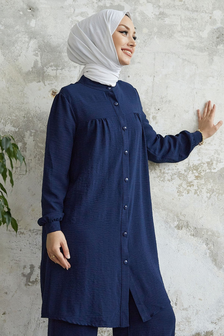 MDS Women Arfa Ayrobin Buttoned Casual Suit - Dark Blue - Kirkland