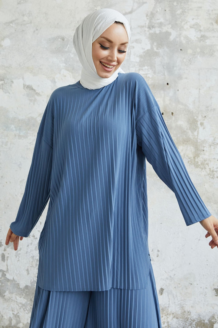 MDS Women Mila Embroidered Pants Tunic Set - Indigo - Minatitlán