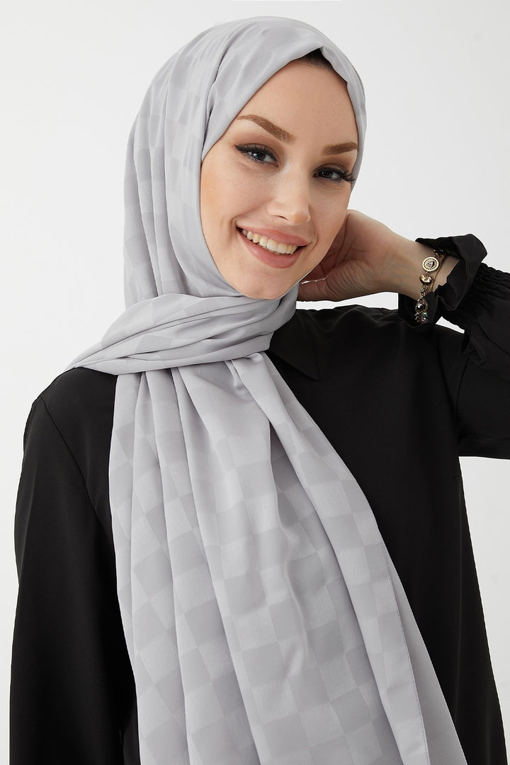 MDS Women Maura Lady Pattern Silky Jacquard Shawl - Gray - San Luis Río Colorado