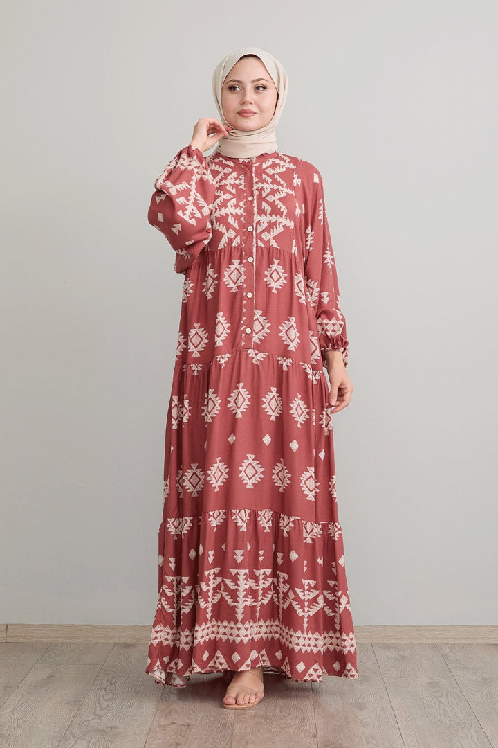 MDS Women Ethnic Casual Salmon Viscose Dress - Krems an der Donau