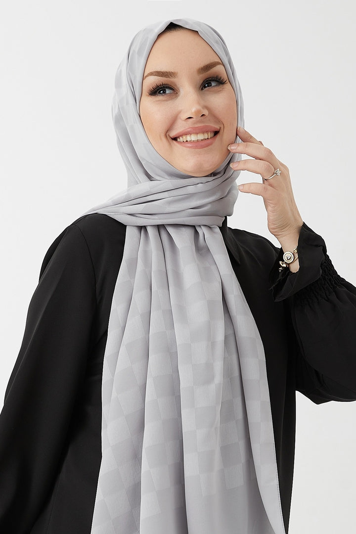 MDS Women Maura Lady Pattern Silky Jacquard Shawl - Gray - San Luis Río Colorado