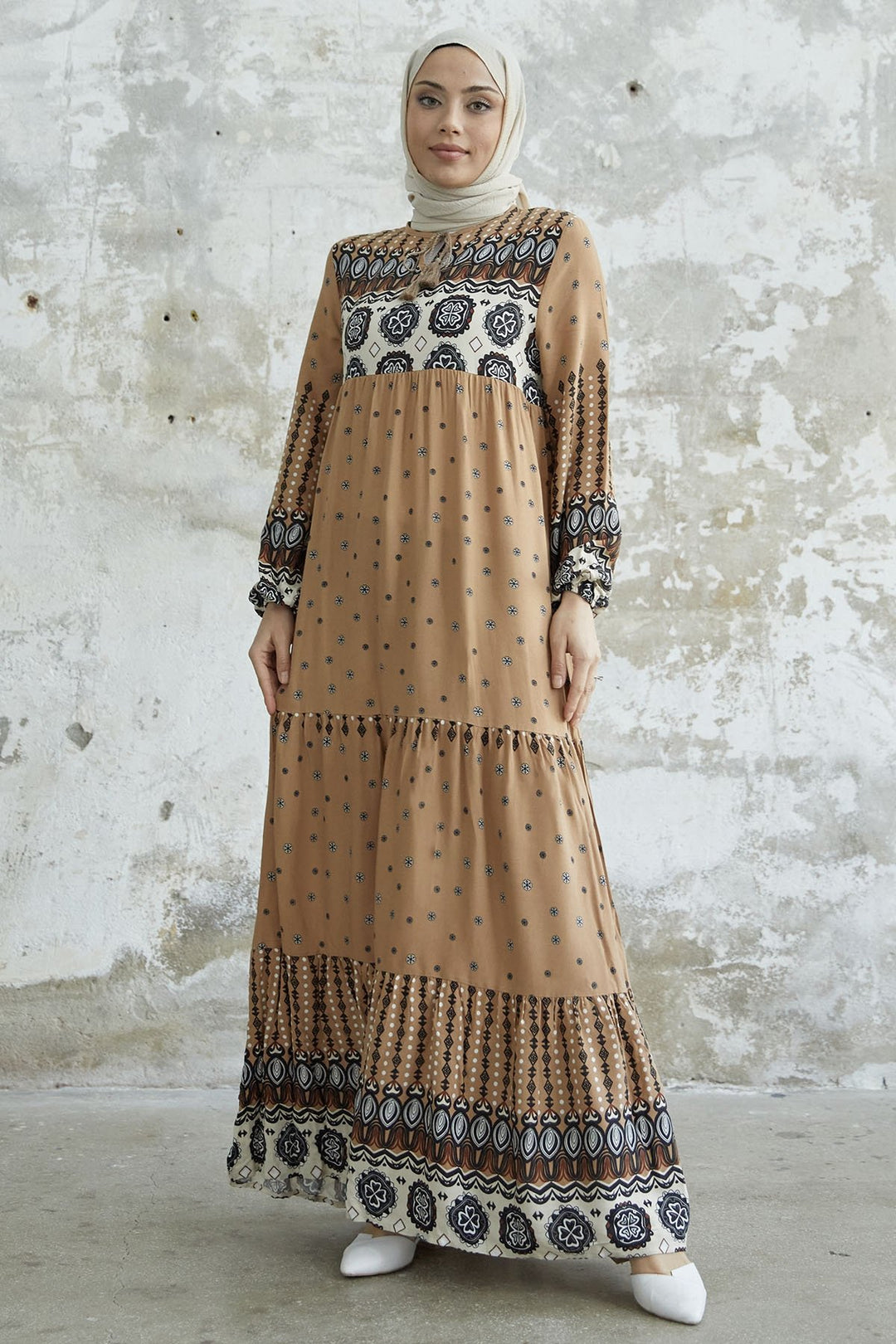 MDS Women Tasseled Viscose Dress - Milky Coffee - Weißenfels