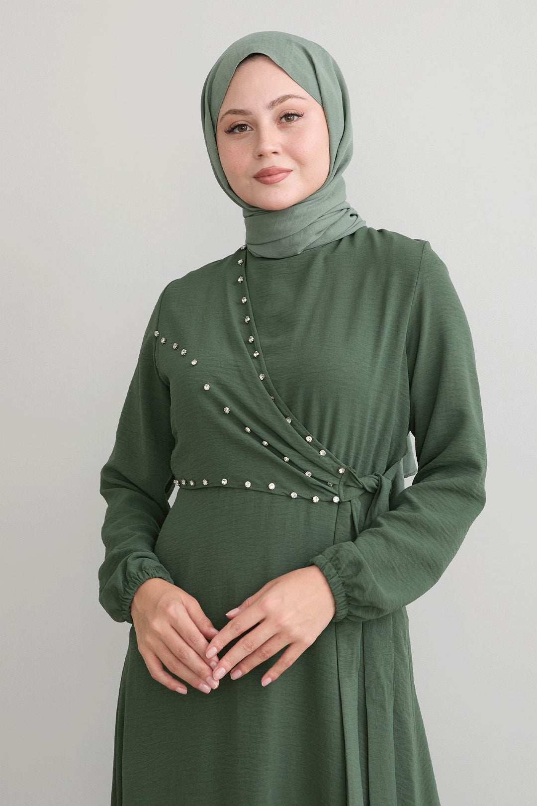 MDS Women Dress with Front Tied Pearl Robin Egg Blue Dress - Hoogvliet