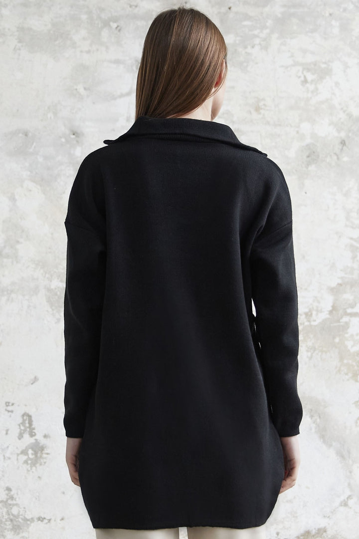 MDS Women Remy Zippered Sweater - Black - Pakenham