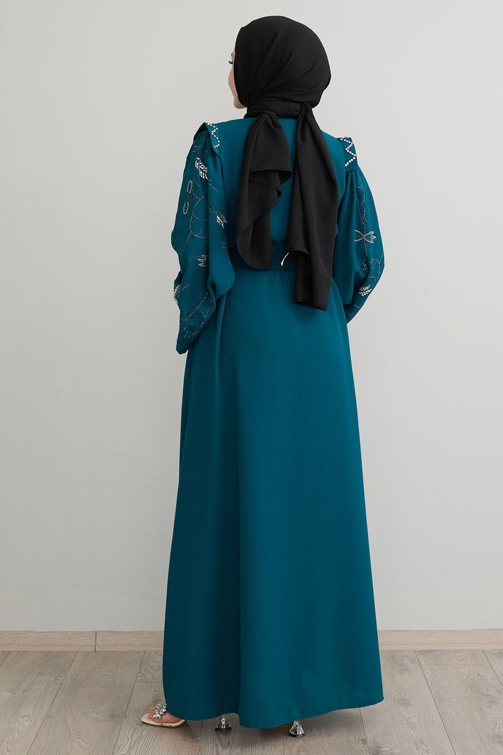 MDS Women Secret Exploding Shoulder Stoned Oil Abaya - Vitsyebsk