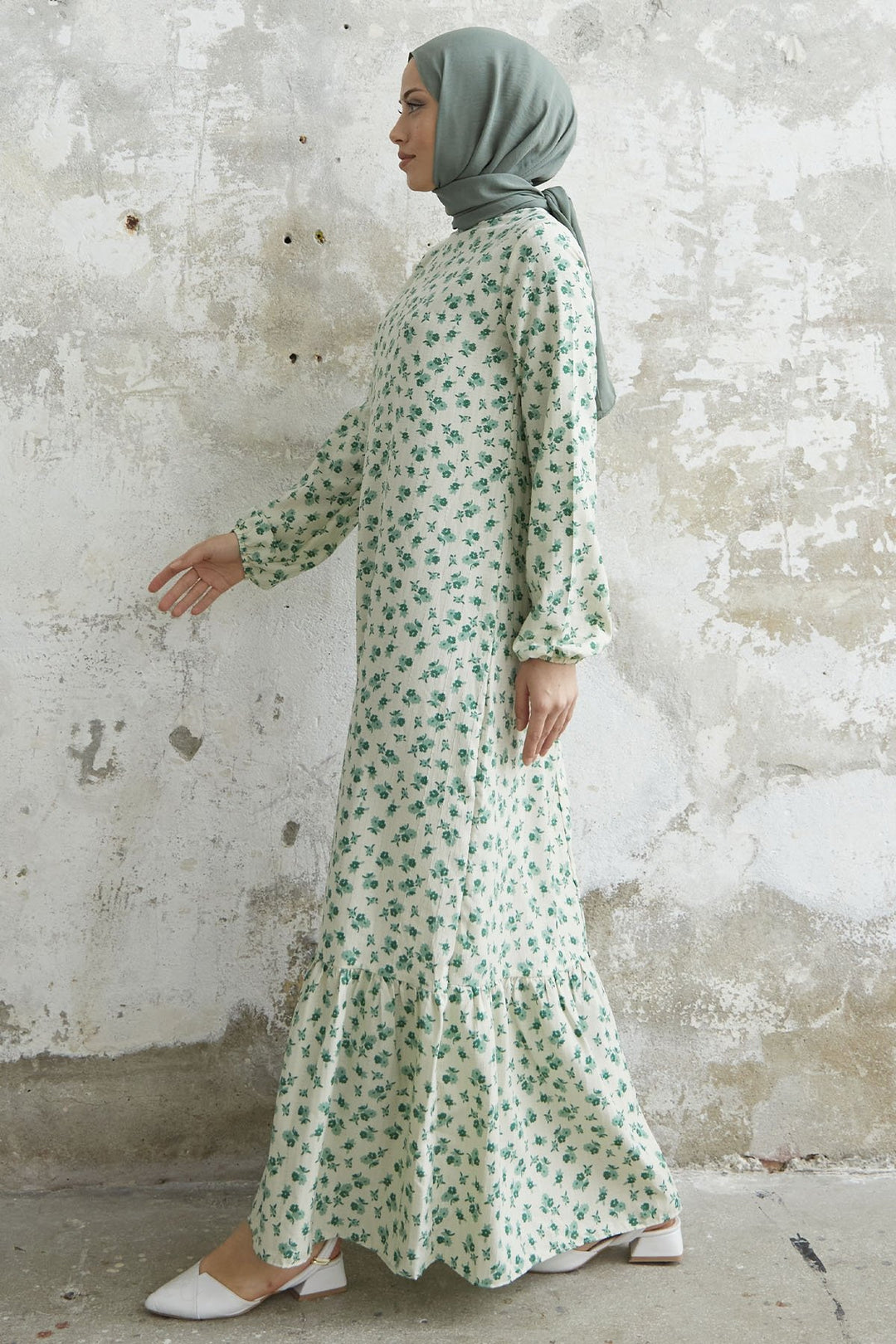 MDS Women Colorful Daisy Waffle Dress - Green - Chula Vista