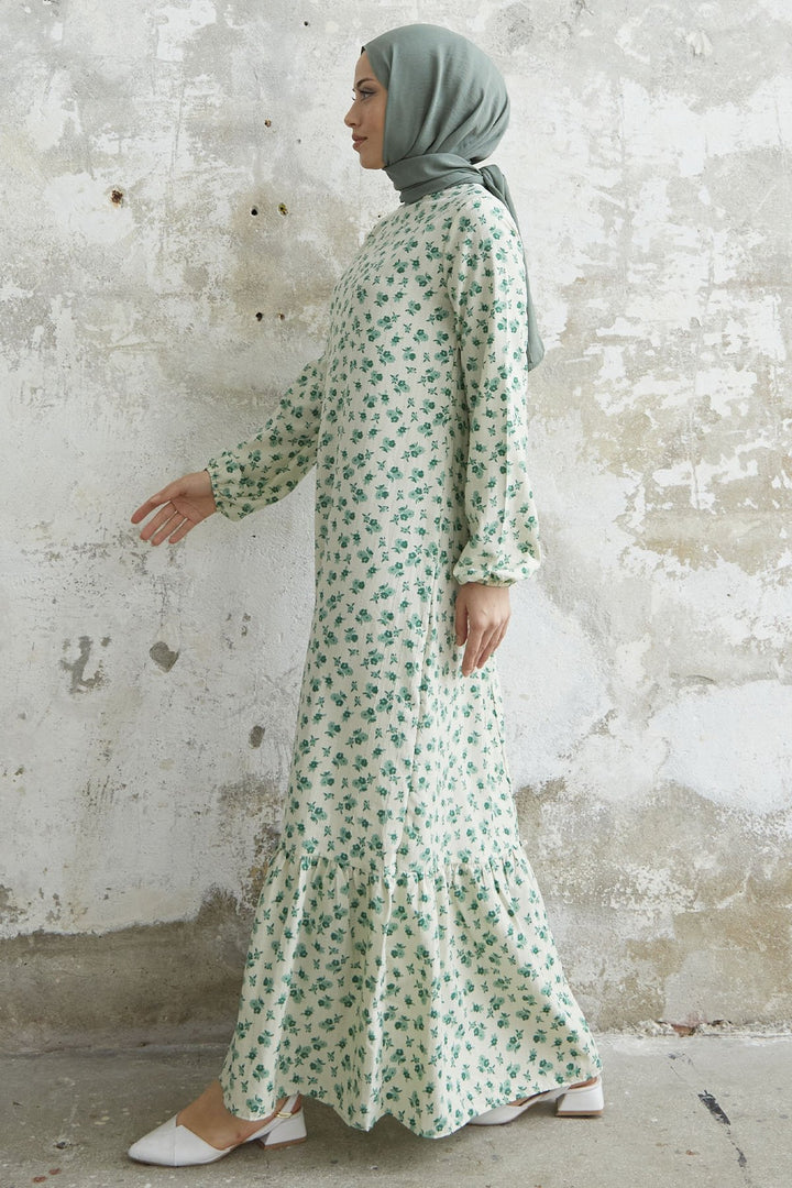 MDS Women Colorful Daisy Waffle Dress - Green - Chula Vista