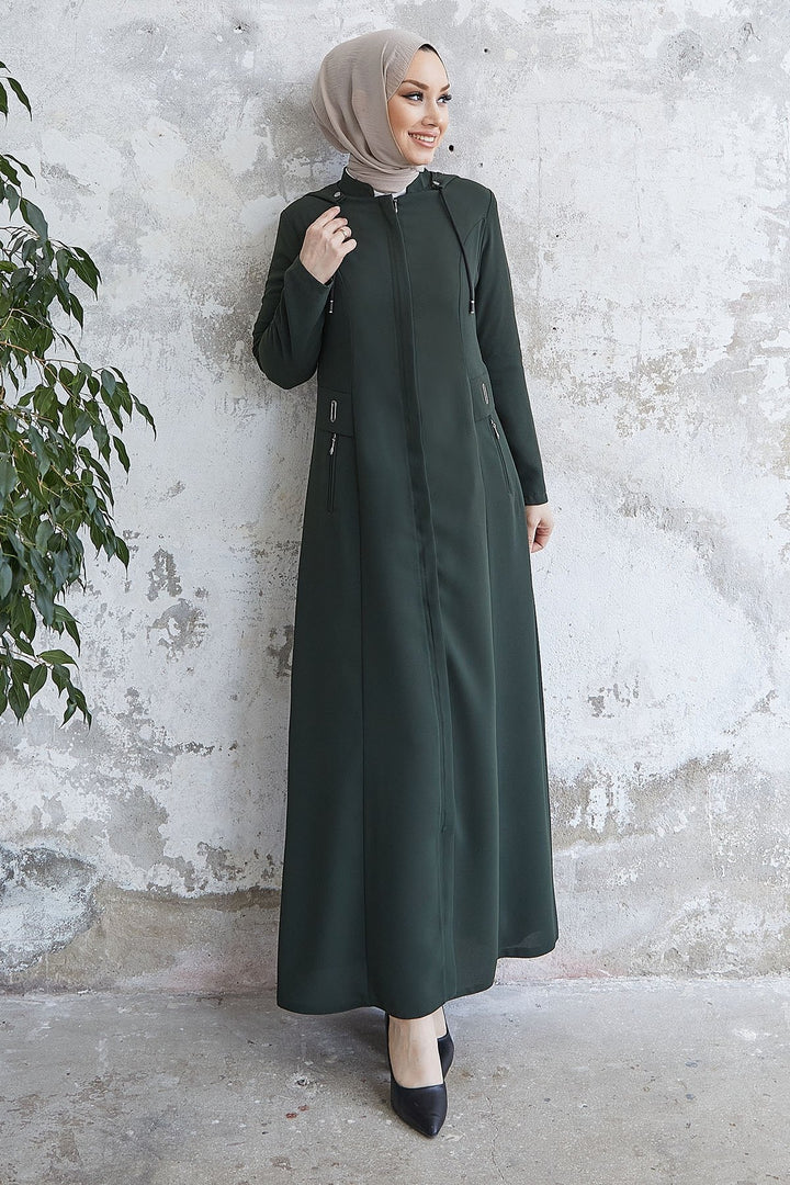 MDS Women Elena Beli Detail Hooded Abaya - Khaki - Jurupa Valley