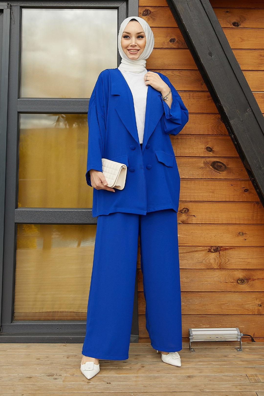 MDS Women Lika Jacket Oversized Suit - Sky Blue - Roubaix