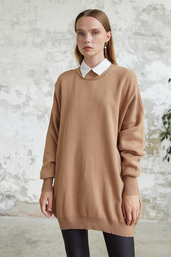 MDS Women Greenhouse Chain Detailed Knit Sweater - Beige - Siena