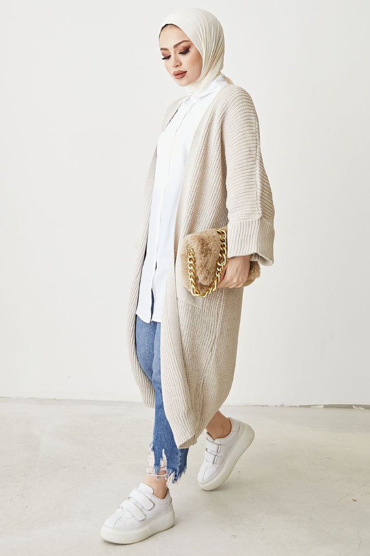 MDS Women Farah Soft Sleeve Cardigan - Beige - Rho