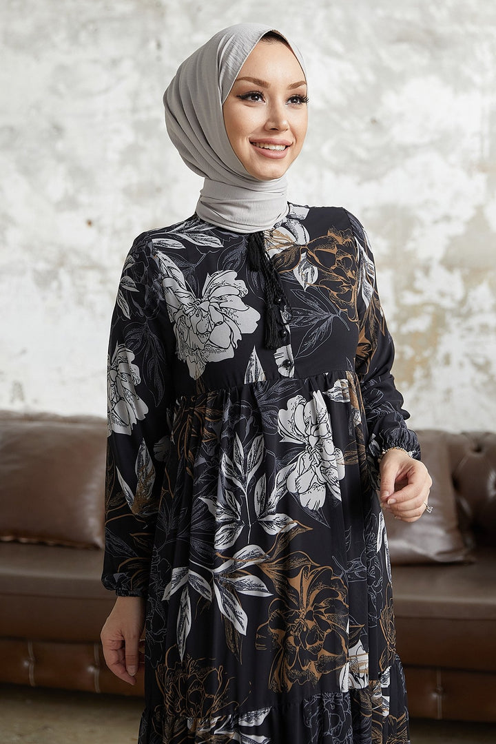 MDS Women Jalya Collar Buttoned Chiffon Dress - Black - Union City