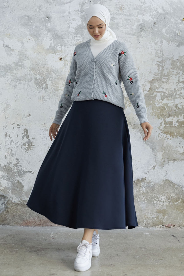 MDS Women Hello Daisy Embroidered Cardigan - Gray - Venlo