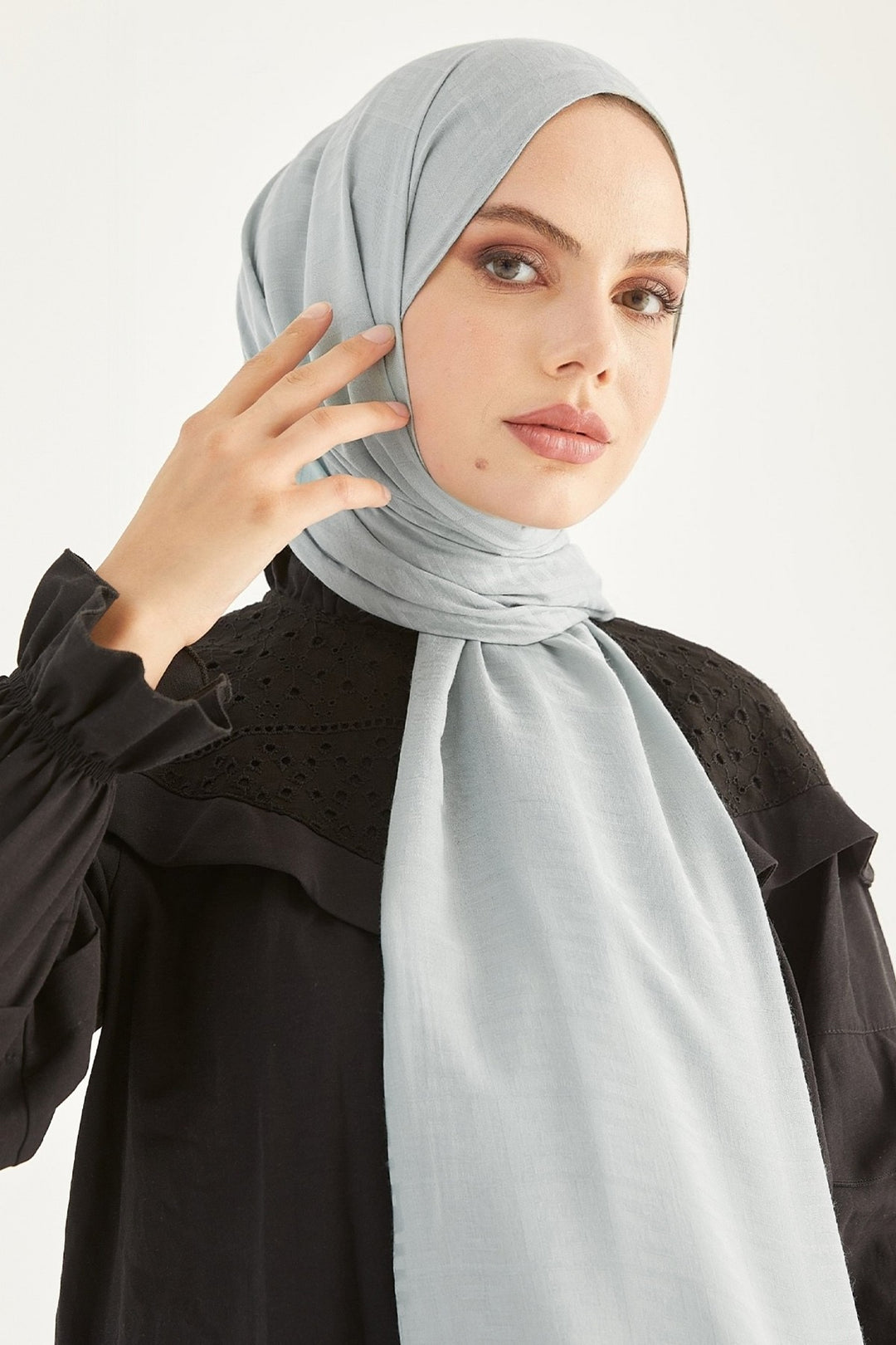 MDS Women Handwoven Jacquard Cotton Scarf - Grey - Long Beach