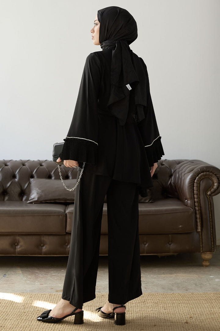 MDS Women Armhole Padded Belted Two Piece Set - Black - Miami Gardens