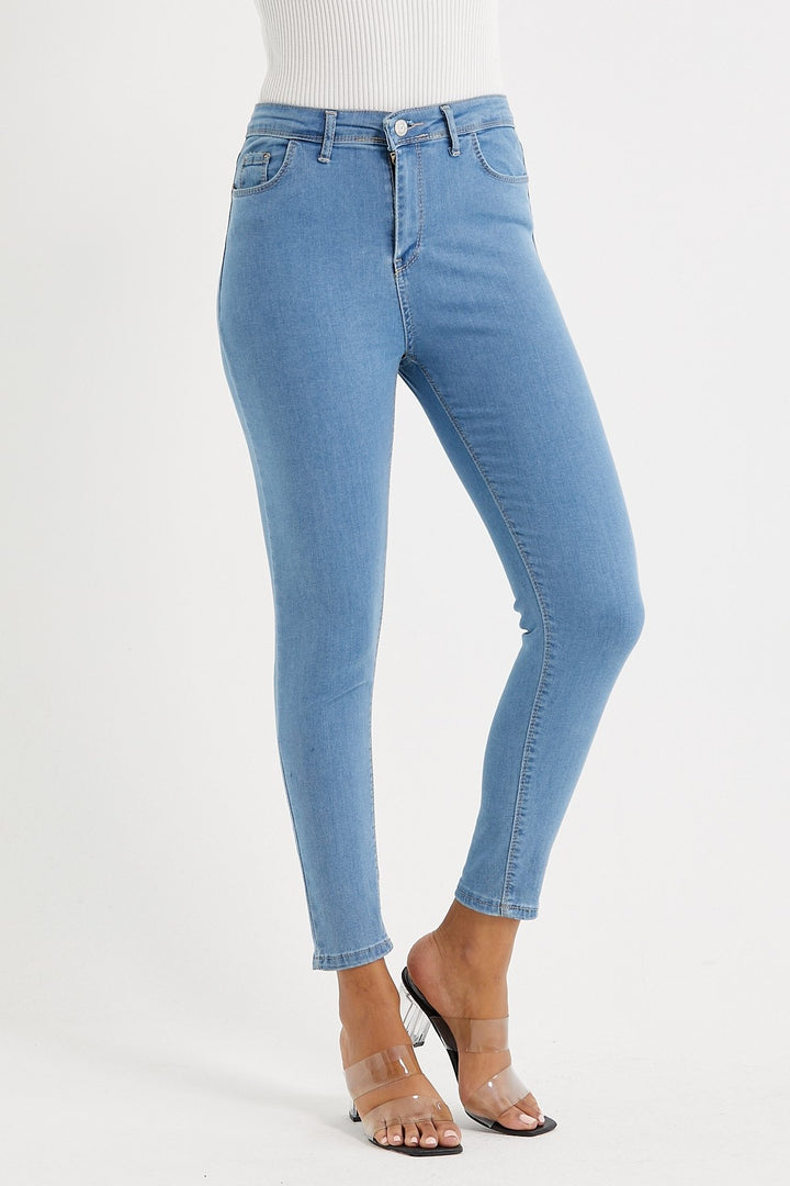 MDS Women Skinny Fit Stretch Denim Jeans - Light Blue - Smyrna