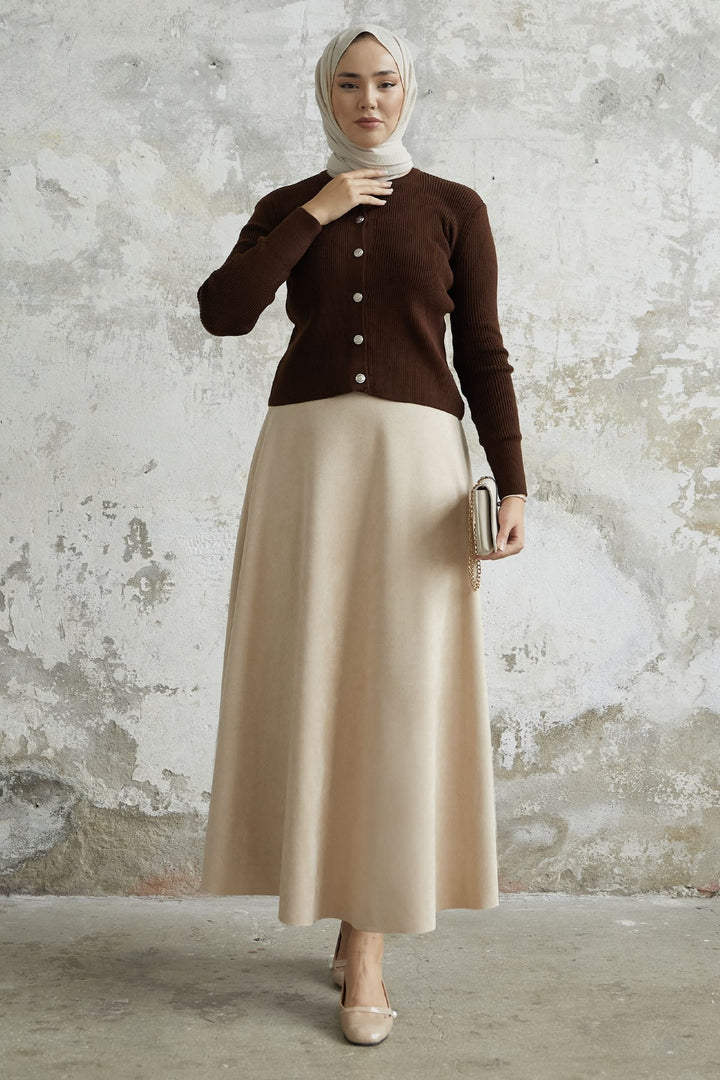 MDS Women Loren Stone Buttoned Knit Cardigan - Bitter Coffee - Cuenca