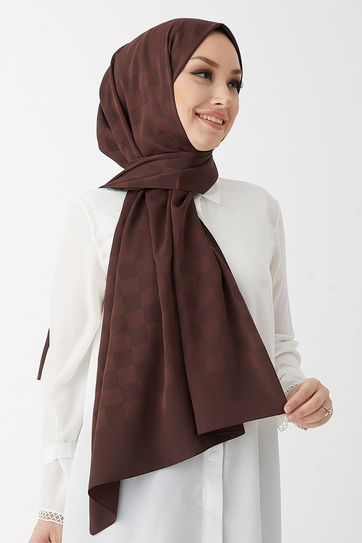 MDS Women Maura Lady Patterned Silky Jacquard Shawl - Bitter Coffee - Bridlington